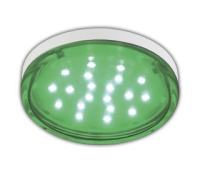 Ecola GX53   LED color  4,4W Tablet 220V Green Зеленый прозрачное стекло 27x74