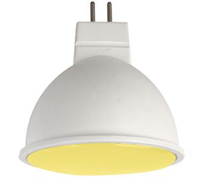 Ecola MR16   LED color  7,0W  220V GU5.3 Yellow Желтый матовое стекло (композит) 47х50 - Олимп-Зеленоград