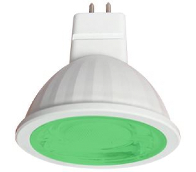 Ecola MR16   LED color  9,0W  220V GU5.3 Green Зеленый (насыщенный цвет) прозрачное стекло (композит) 47х50 - Олимп-Зеленоград