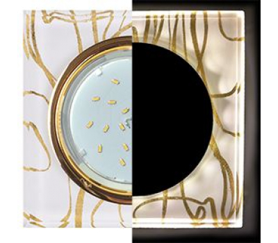 Ecola GX53 H4 LD5311 Glass Стекло Квадрат скошенный край с подсветкой  золото - золото на белом 38x120x120 (к+) - Олимп-Зеленоград