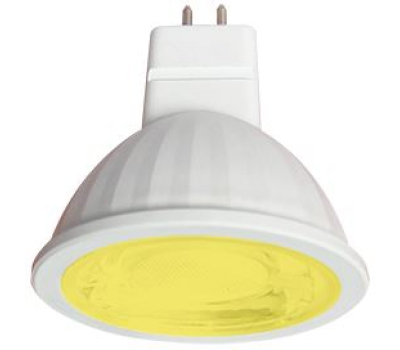Ecola MR16   LED color  9,0W  220V GU5.3 Yellow Желтый (насыщенный цвет) прозрачное стекло (композит) 47х50 - Олимп-Зеленоград