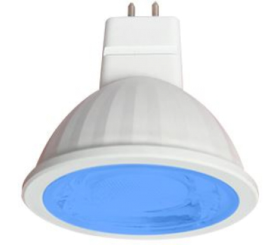 Ecola MR16   LED color  9,0W  220V GU5.3 Blue Синий (насыщенный цвет) прозрачное стекло (композит) 47х50 - Олимп-Зеленоград