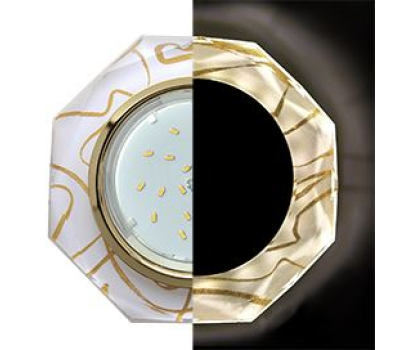 Ecola GX53 H4 LD5312 Glass Стекло 8-угольник с прямыми гранями с подсветкой  золото - золото на белом 38x133 (к+) - Олимп-Зеленоград