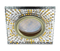 Ecola MR16 DL1658 GU5.3 Glass Стекло Квадрат с  прозр.-янтарной мозаикой/фон зерк../центр.часть черненая бронза 25x95x95