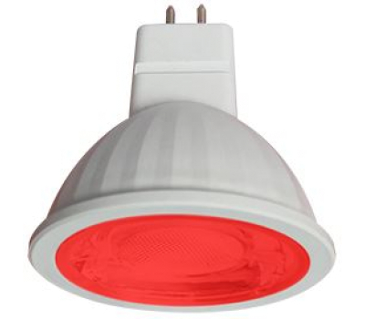 Ecola MR16   LED color  9,0W  220V GU5.3 Red Красный (насыщенный цвет) прозрачное стекло (композит) 47x50 - Олимп-Зеленоград